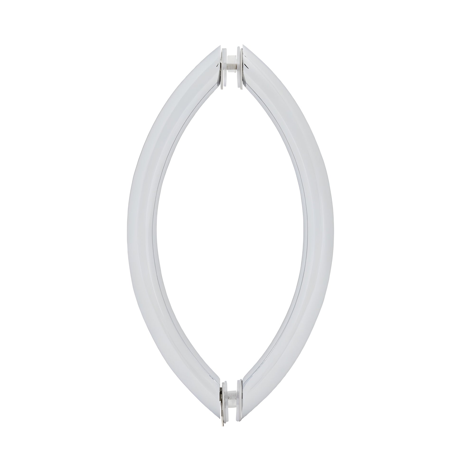 Polished chrome crescent tubular brass glass door pull, 3/4 in. dia., 8 in. center-to-center, for shower/wardrobe doors