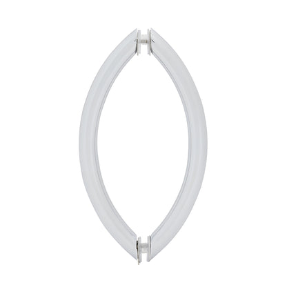 Polished chrome crescent tubular brass glass door pull, 3/4 in. dia., 8 in. center-to-center, for shower/wardrobe doors