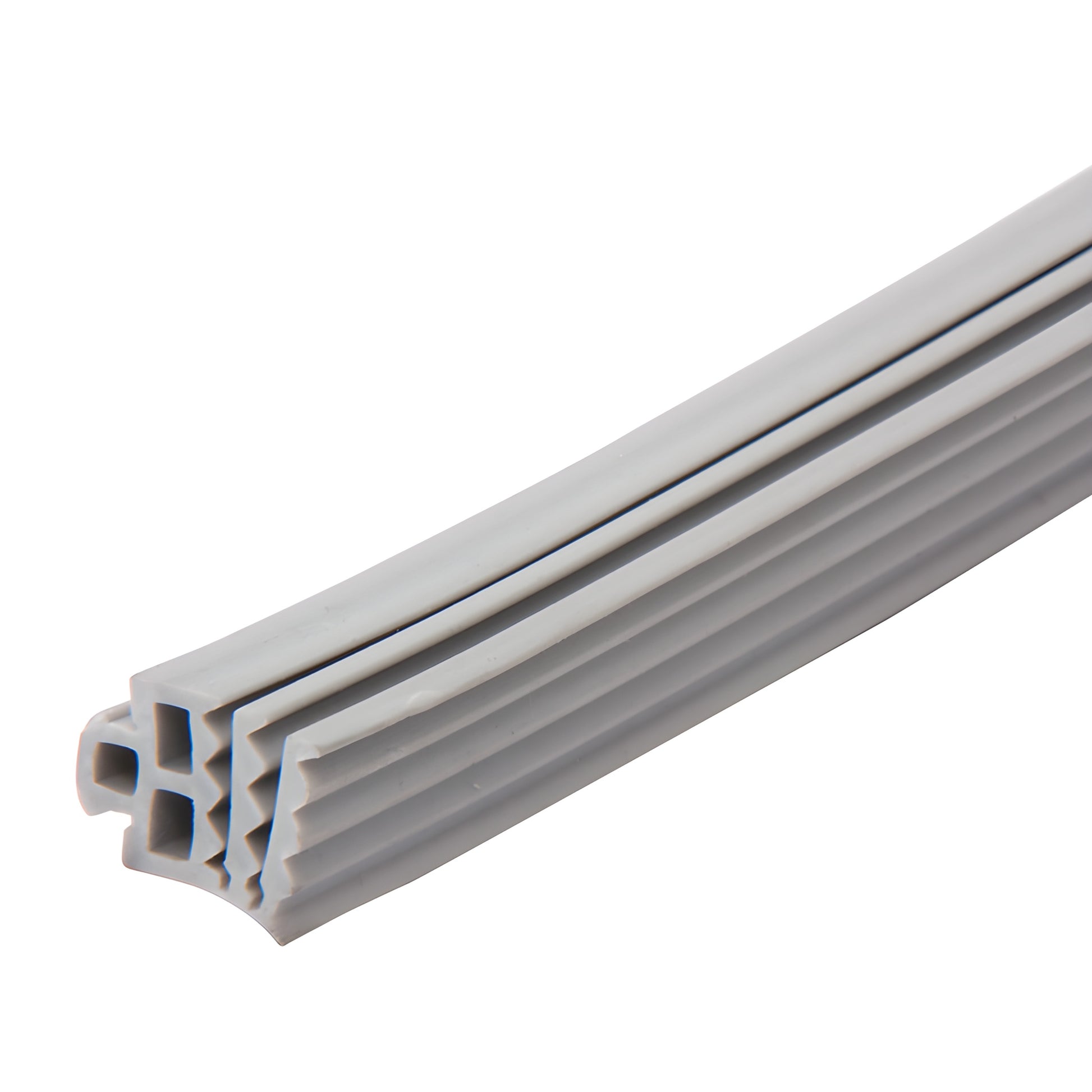 Gray EPDM fixed-profile gasket SKU FFPGR for 8/10/12mm and 20/22/24mm glass partitions, 50m roll