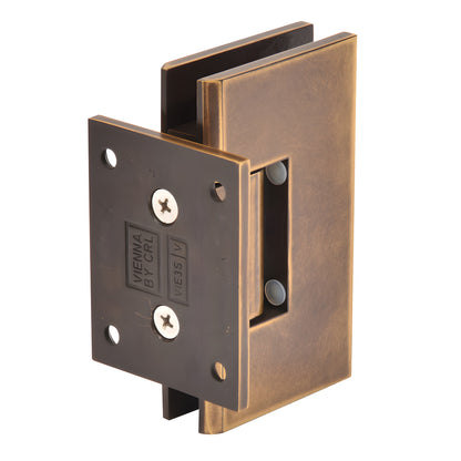 Vintage brass Vienna wall mount shower hinge with short back plate, for 3/8-1/2 tempered glass