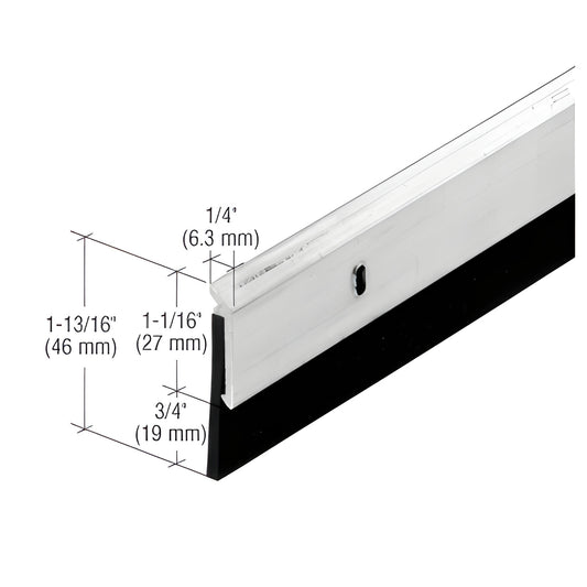 Aluminum door bottom with 3/4 in neoprene sweep, 48 in length, extruded profile. SKU 33N1A48