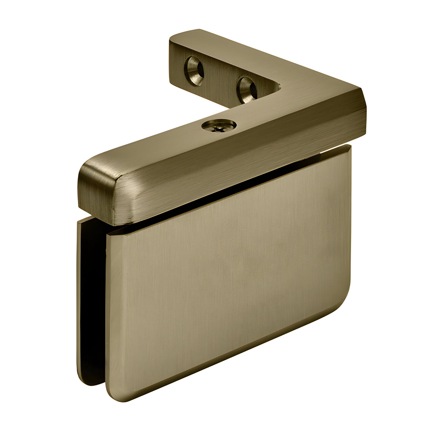 Brushed bronze beveled brass pivot hinge for 8-10mm glass shower door, right-hand (SKU PPH05RBBRZ)