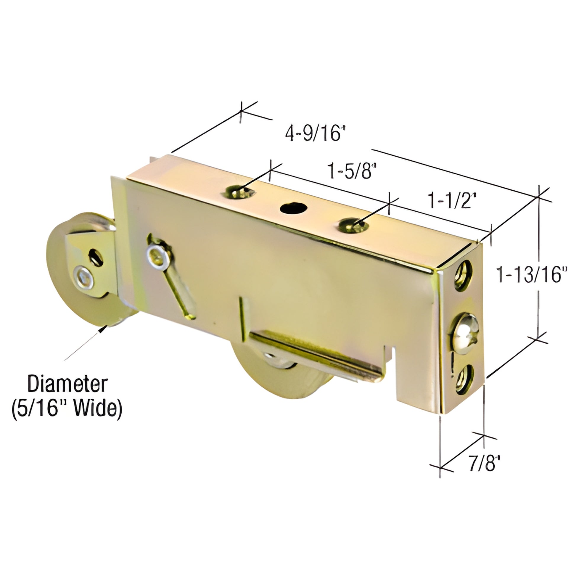 CRL D1843 tandem steel patio door roller assembly, adjustable housing with concave dual steel rollers, 7/8" wide
