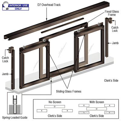 CRL Horizontal Sliding Pass-Thru Window Fawn D7 Header No Screens
