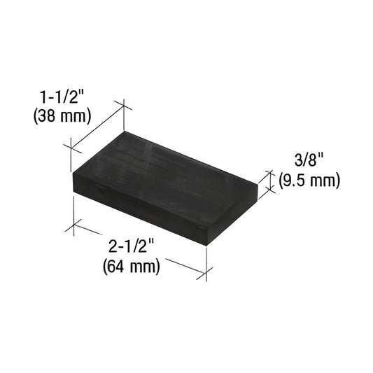 AW901 black rectangular aluminum hardware pad, 2-1/2" x 1-1/2" x 3/8" (64 x 38 x 9.5 mm)
