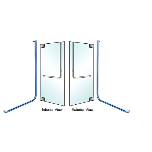 Tubular stainless steel all-glass door access handle, right-hand reverse, 1-1/4 in dia, fits 1/2 in glass - SKU DH100D3GPT.