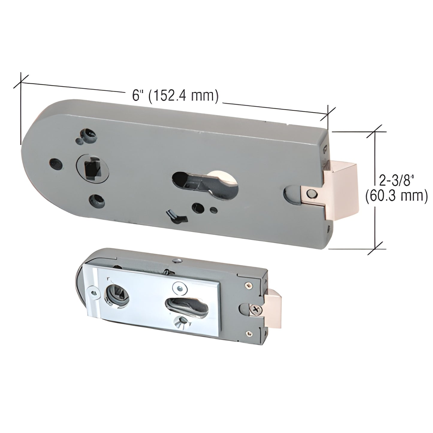 PTH300L raw zinc reversible glass-door latch mechanism, 6 in x 2-3/8 in, replacement for PTH311.