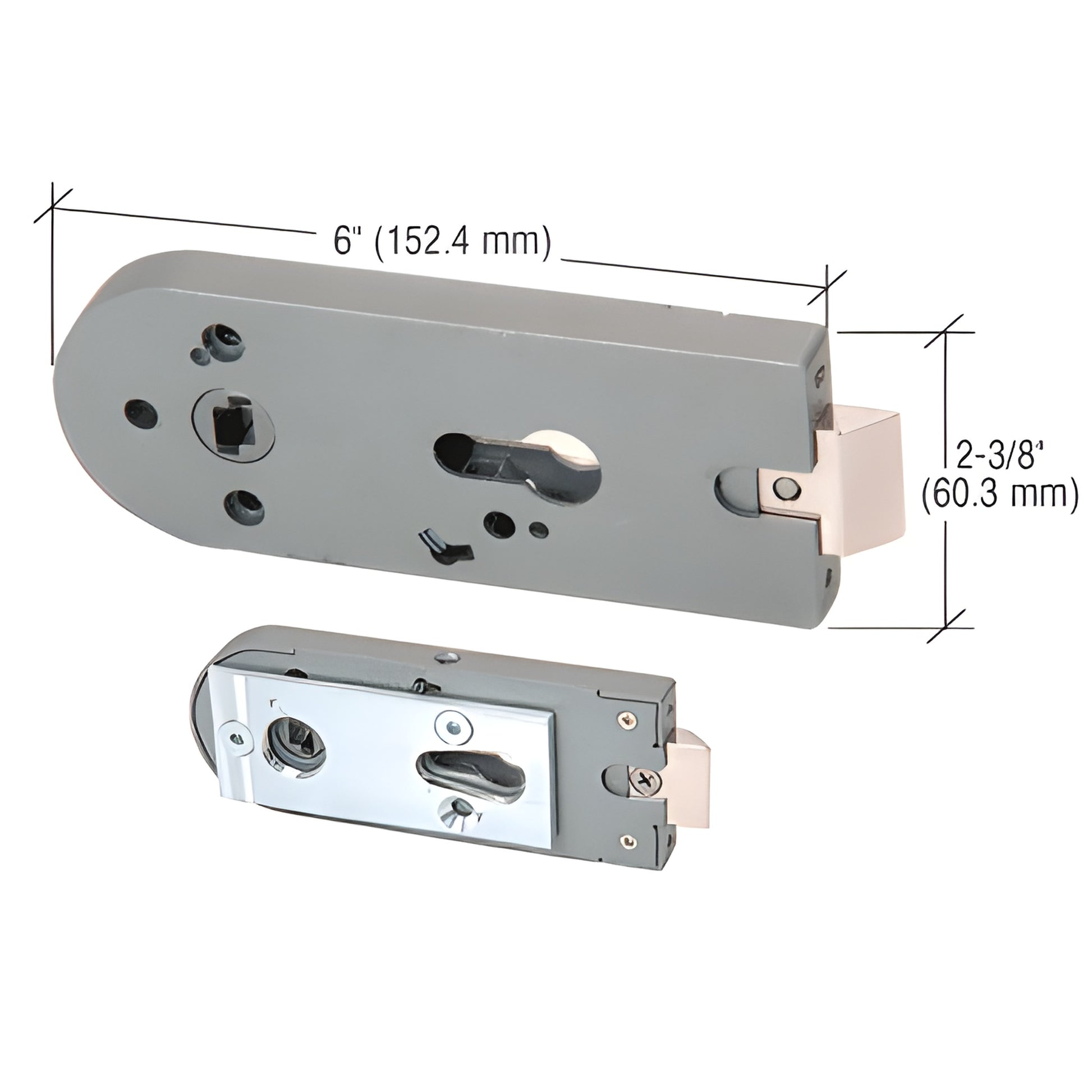 PTH300L raw zinc reversible glass-door latch mechanism, 6 in x 2-3/8 in, replacement for PTH311.