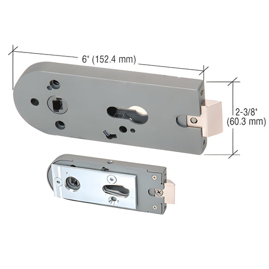 PTH300L raw zinc reversible glass-door latch mechanism, 6 in x 2-3/8 in, replacement for PTH311.