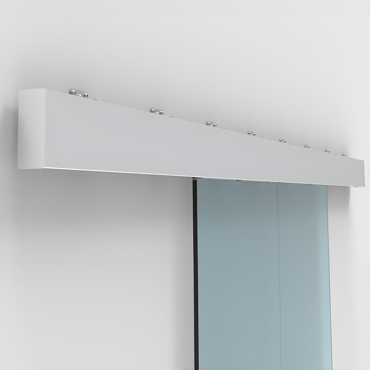 CRL70S2 wall-mount satin anodized top track for bi-parting tempered glass sliding doors, supports heavy insulated panels