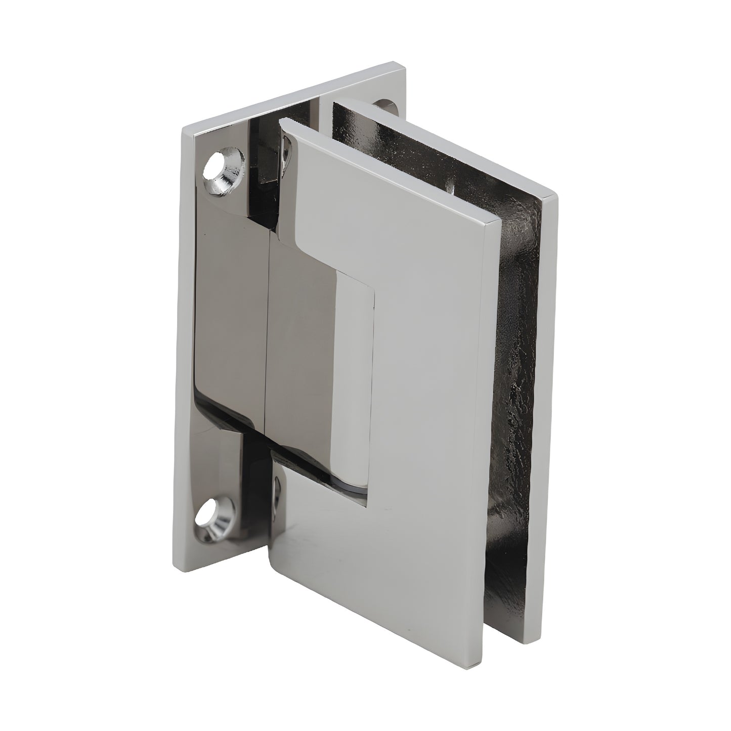 GEN537PN polished nickel Geneva shower hinge, solid brass wall-mount, for 8-12 mm tempered glass