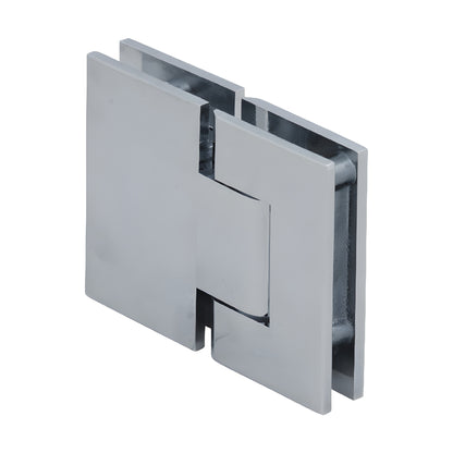 GEN380CH polished chrome adjustable Geneva glass-to-glass shower hinge, square edge, brass, fits 8-12mm glass.