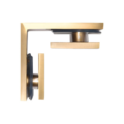 SGC90MG modern gold solid brass 90 glass-to-glass clamp, square corner, fits 3/8-1/2" tempered glass