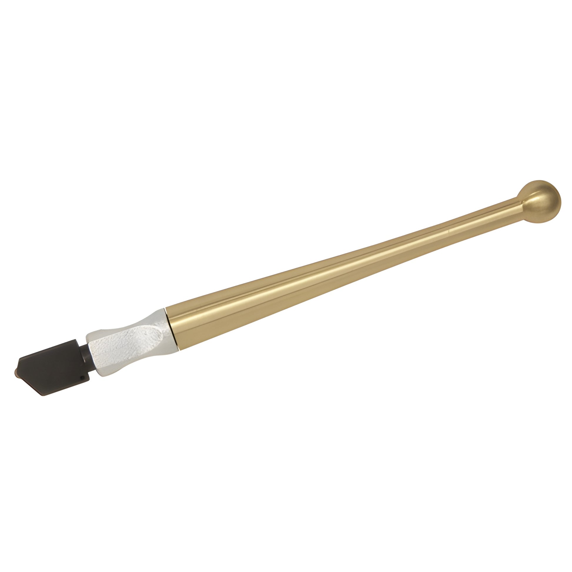 Wide-head Fletcher Gold-Tip glass cutter, solid brass contour handle, replaceable head, 5.5 in (SKU 01712)