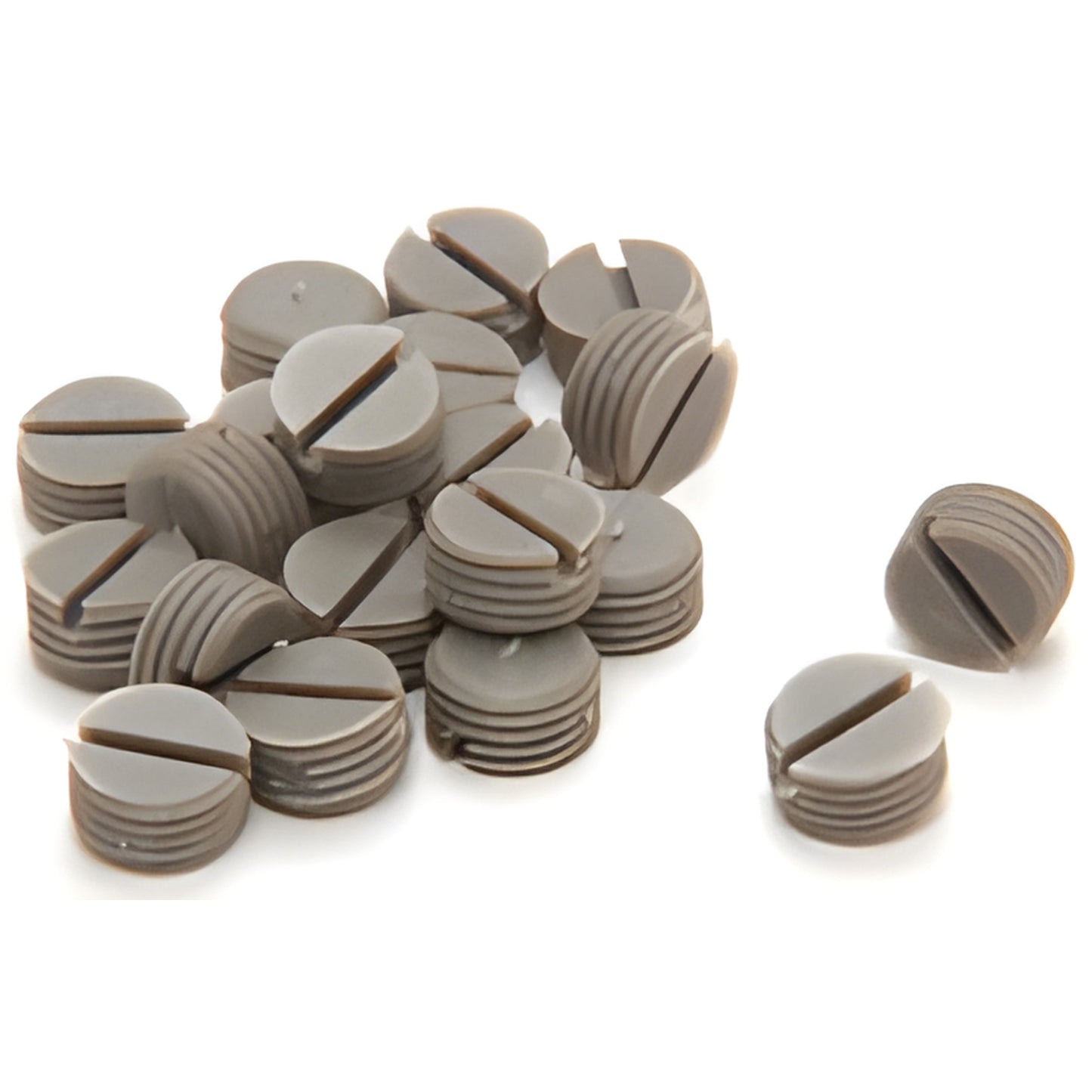 CHSCREW gray plastic slotted replacement screws for ZLC chrome glass clamps, pile view