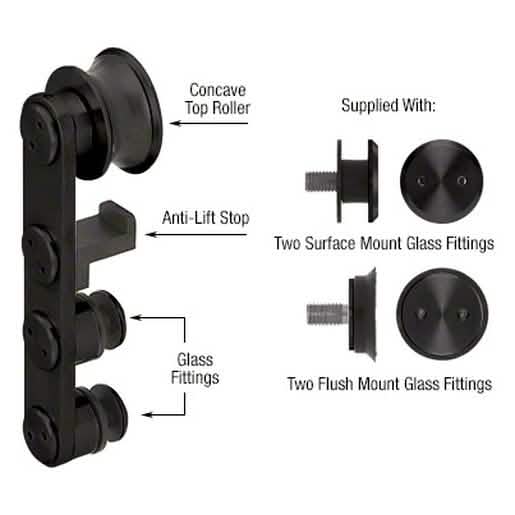 CRL Matte Black Laguna Anti-Lift Top Roller - Sleek, Durable Sliding Door Hardware