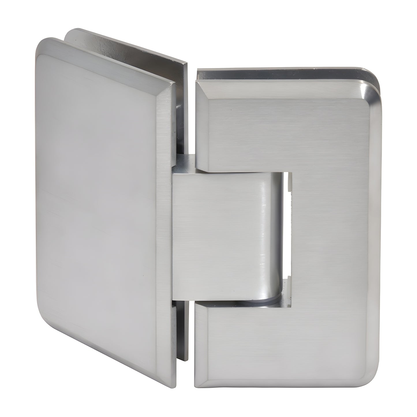 Brushed chrome beveled 135 glass-to-glass shower hinge, solid brass, fits 3/8-1/2" glass (C0L045BCH)