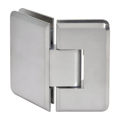 Brushed chrome beveled 135 glass-to-glass shower hinge, solid brass, fits 3/8-1/2" glass (C0L045BCH)