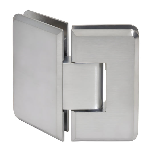 Brushed chrome beveled 135 glass-to-glass shower hinge, solid brass, fits 3/8-1/2" glass (C0L045BCH)