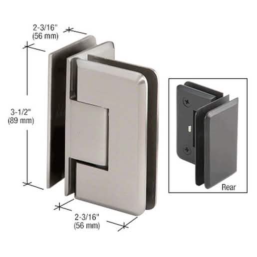 CRL Brushed Nickel 90° Glass-to-Glass Hinge - Pinnacle 092 Series for seamless design.