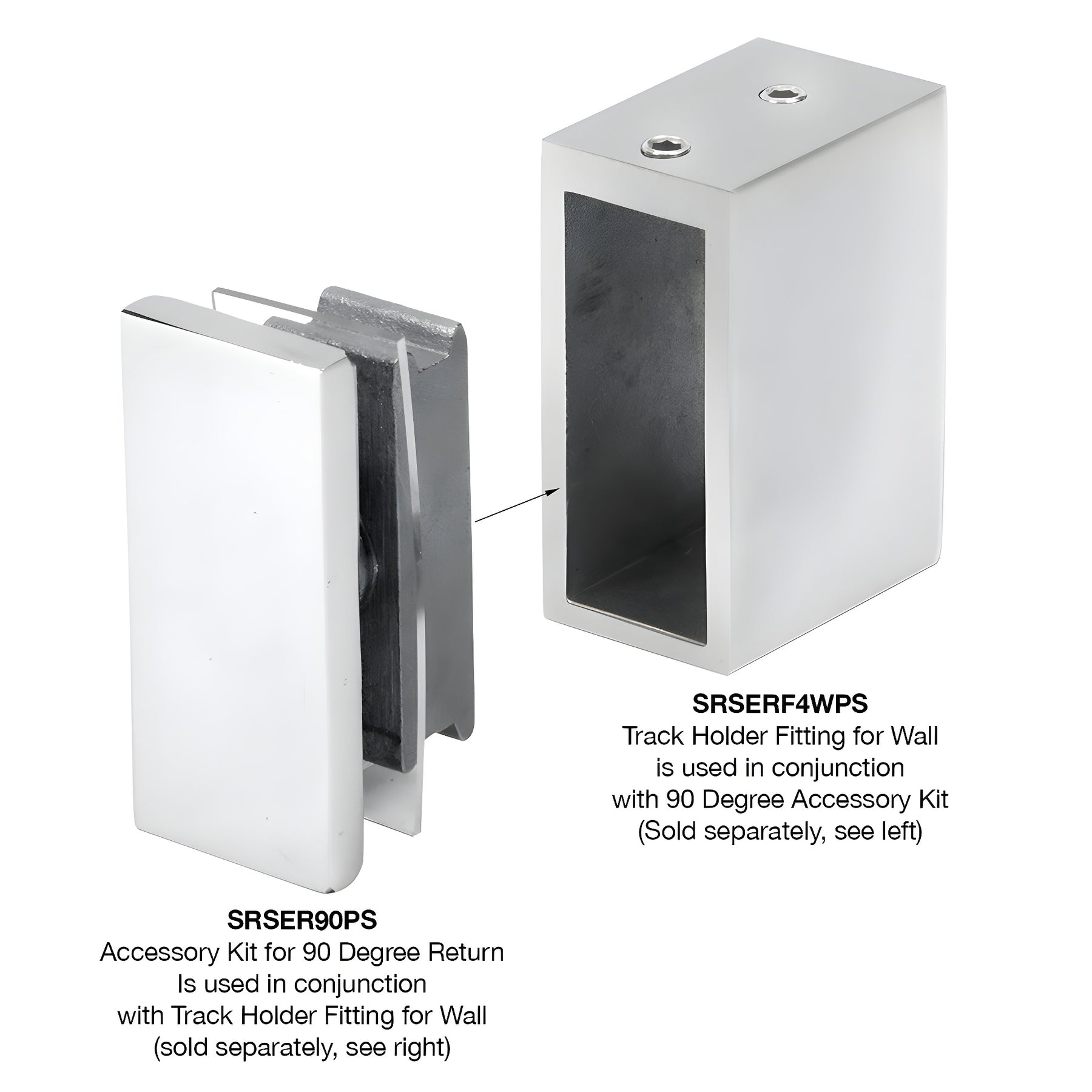 CRL Polished Stainless Steel End Cap 90º Accessory Kit Only for SRSER78PS