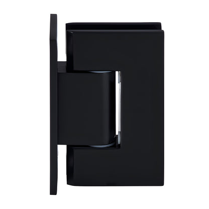 GEN337MBL matte black adjustable Geneva shower door hinge, full back plate, brass, fits 8-12mm tempered glass.