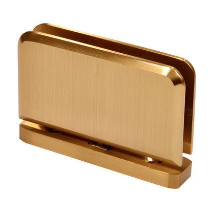 JRPPH01SB satin brass Junior Prima bottom-load pivot hinge for 1/4" (6 mm) tempered glass.