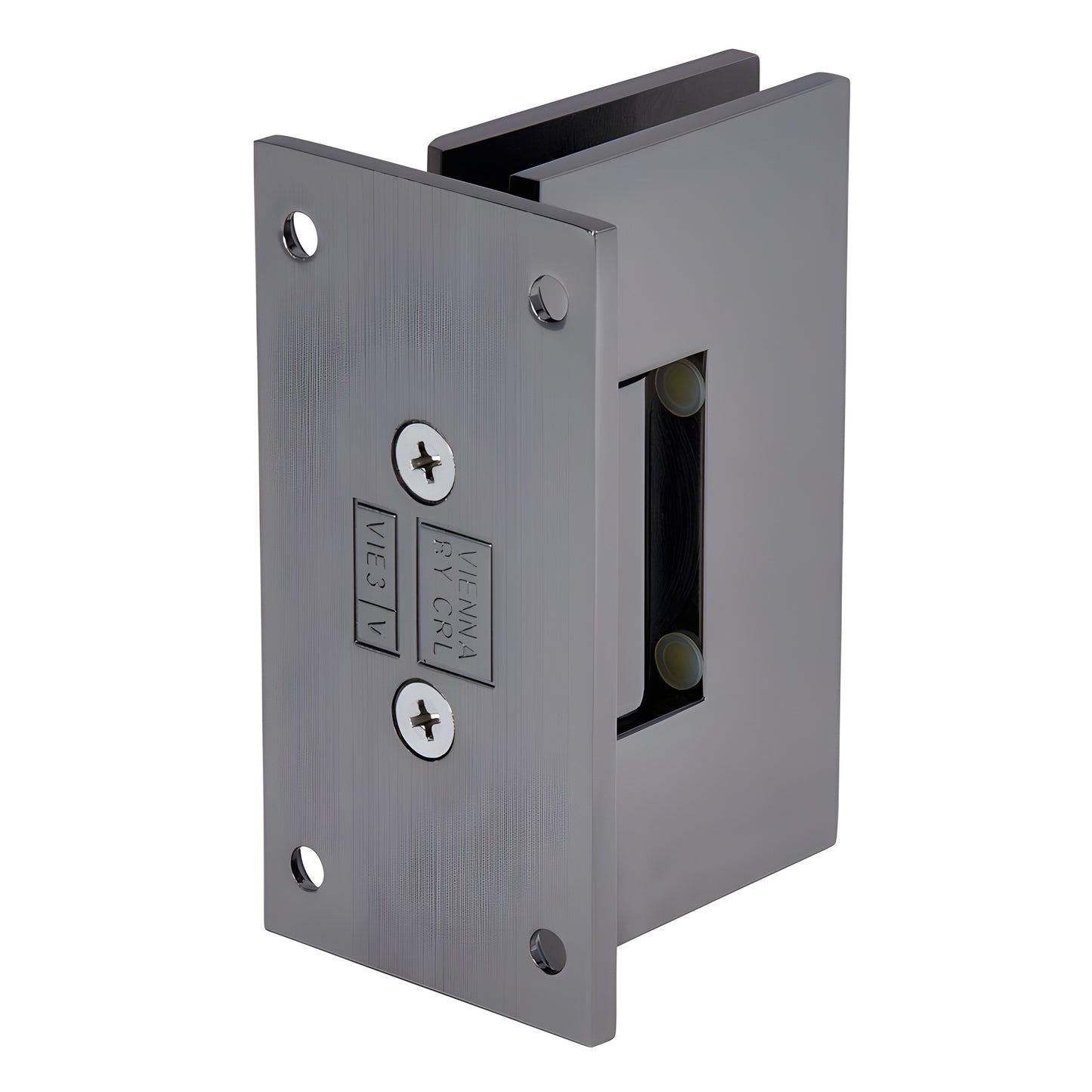 Gun metal square Vienna shower door hinge, brass wall-mount with full back plate for 10-12mm glass (V1E037GM)