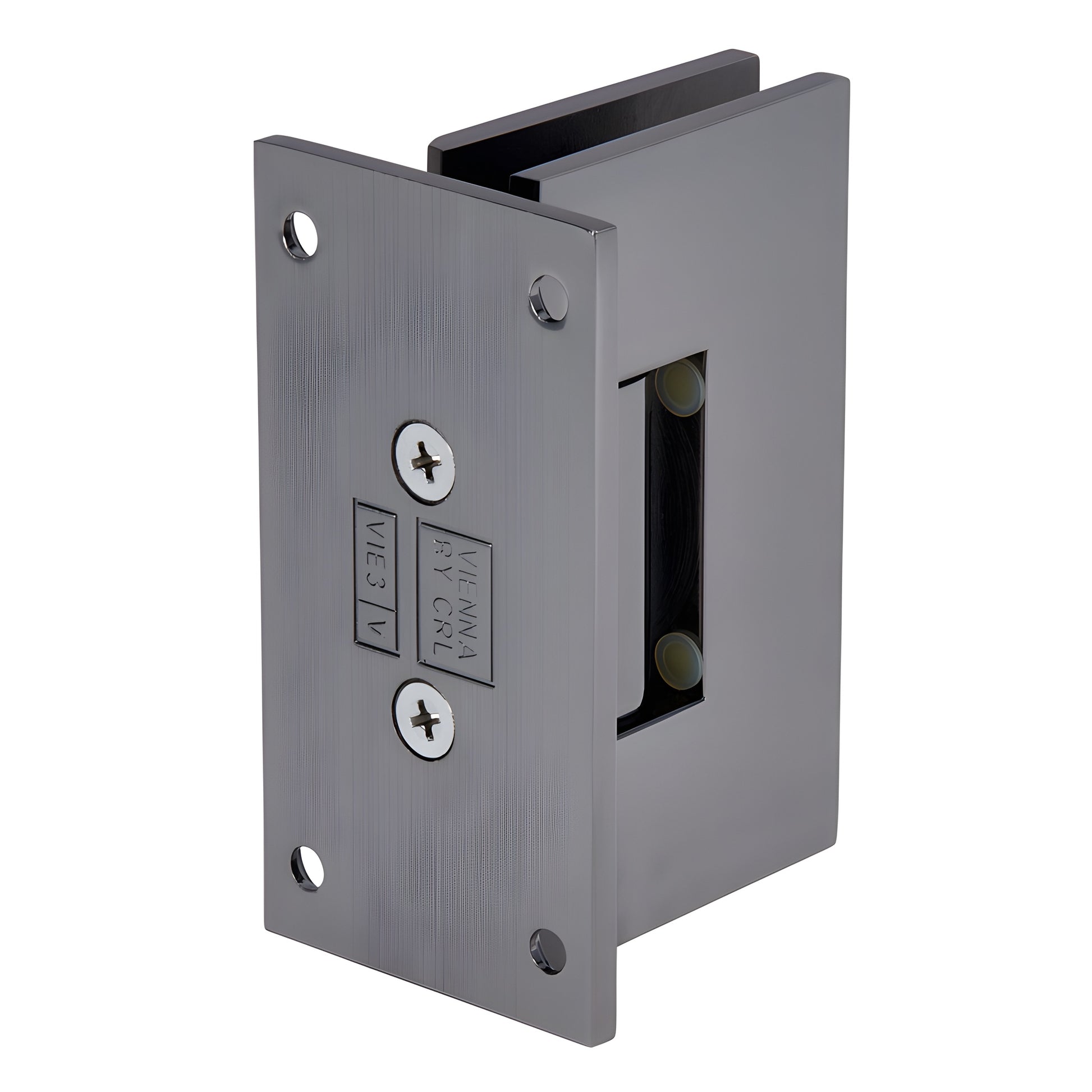 Gun metal square Vienna shower door hinge, brass wall-mount with full back plate for 10-12mm glass (V1E037GM)
