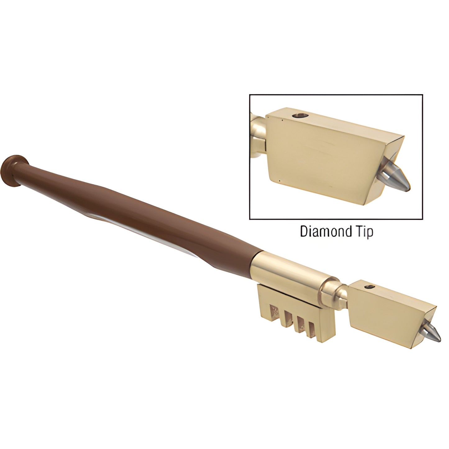 CRL 545DGC diamond glass cutter with brown handle, gold cutting head, diamond tip and two breaking slots for professionals