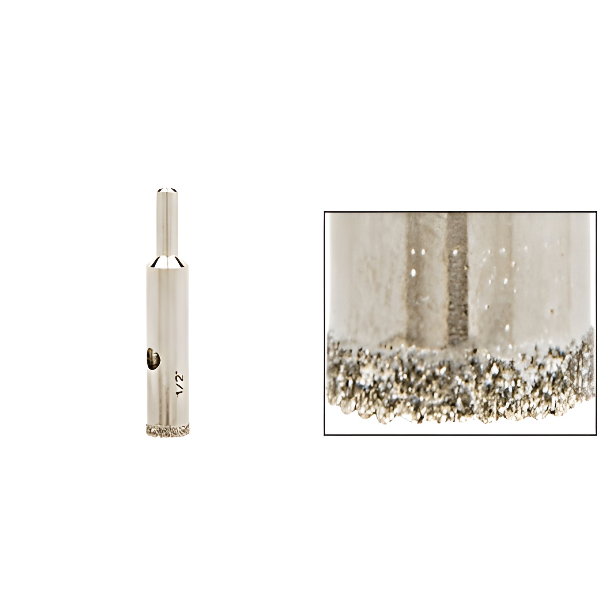 CRL AG12 1/2 in plated diamond glass drill bit with sawtooth edge, reduced 3/8 in round shank