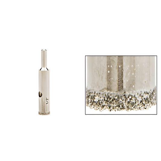 CRL AG12 1/2 in plated diamond glass drill bit with sawtooth edge, reduced 3/8 in round shank