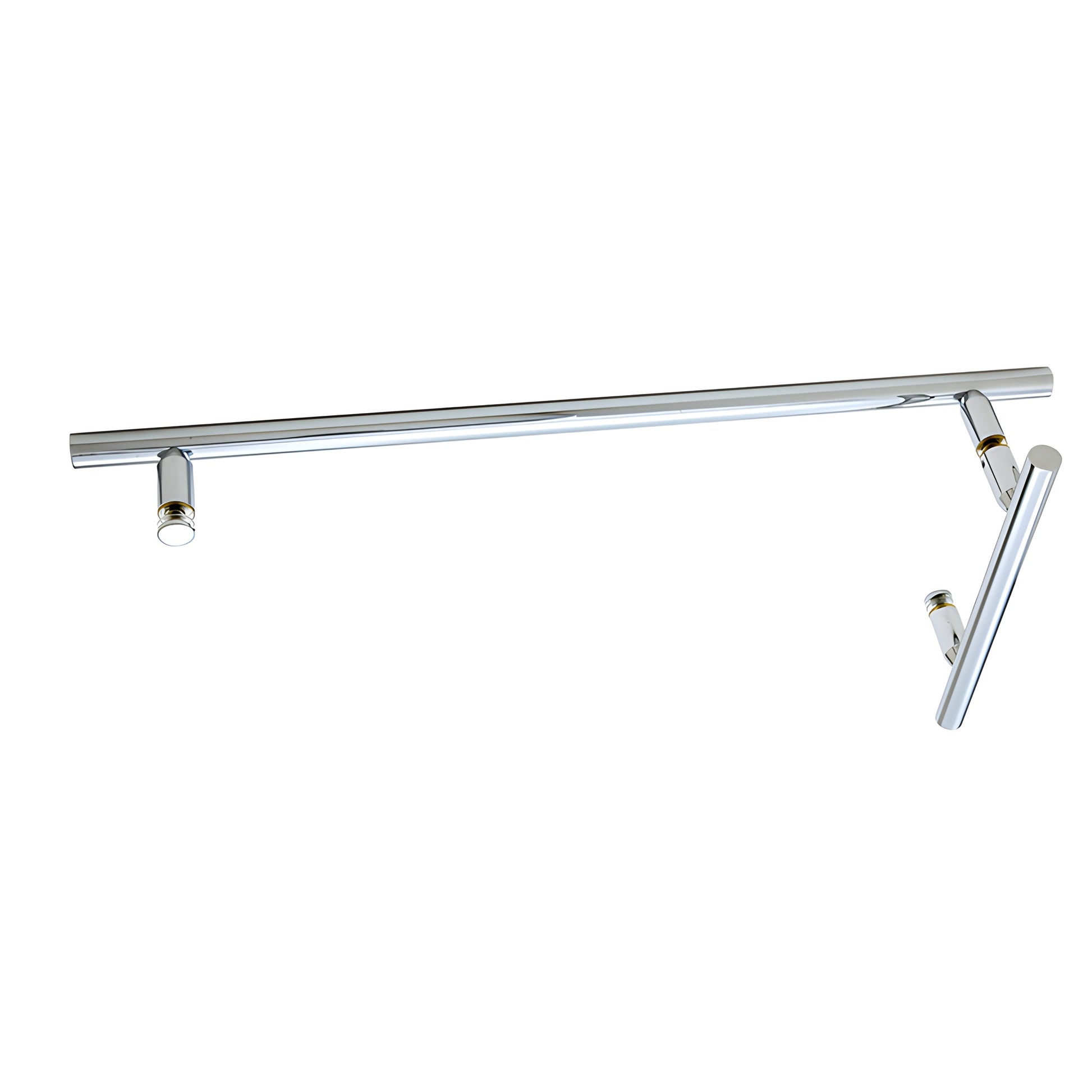 Polished chrome ladder-style glass-mount towel bar/pull, 3/4 in. tubular, 18 in. center-to-center.