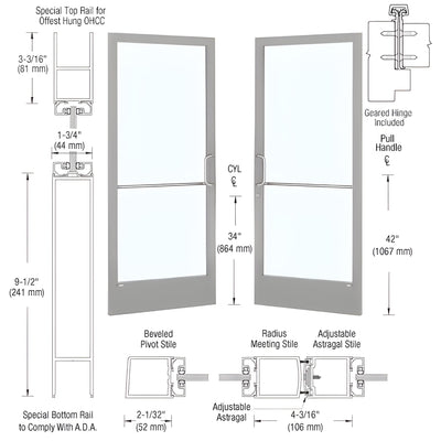 CRL-U.S. Aluminum 72x84 Narrow Stile Doors Series 250 Gear Hinge