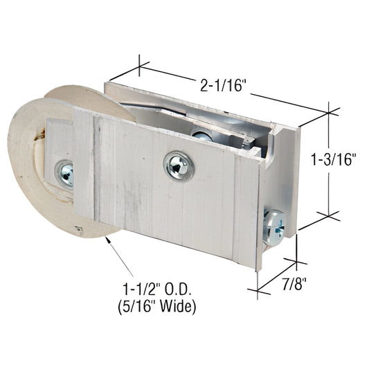 CRL D1863 adjustable extruded aluminum sliding glass door roller assembly with single concave steel wheel, 1-1/2" O.D.