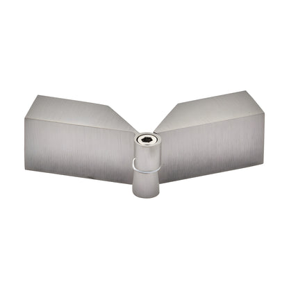 Brushed nickel brass sleeve-over glass clamp hinge (SKU S0GC91BN) for 8-12mm glass, adjustable 90 -180 , includes gaskets.