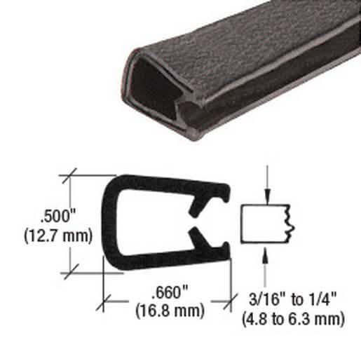 CRL Black 100' QuickEdge™ Trim for 3/16" to 1/4" edges, durable and sleek finish.