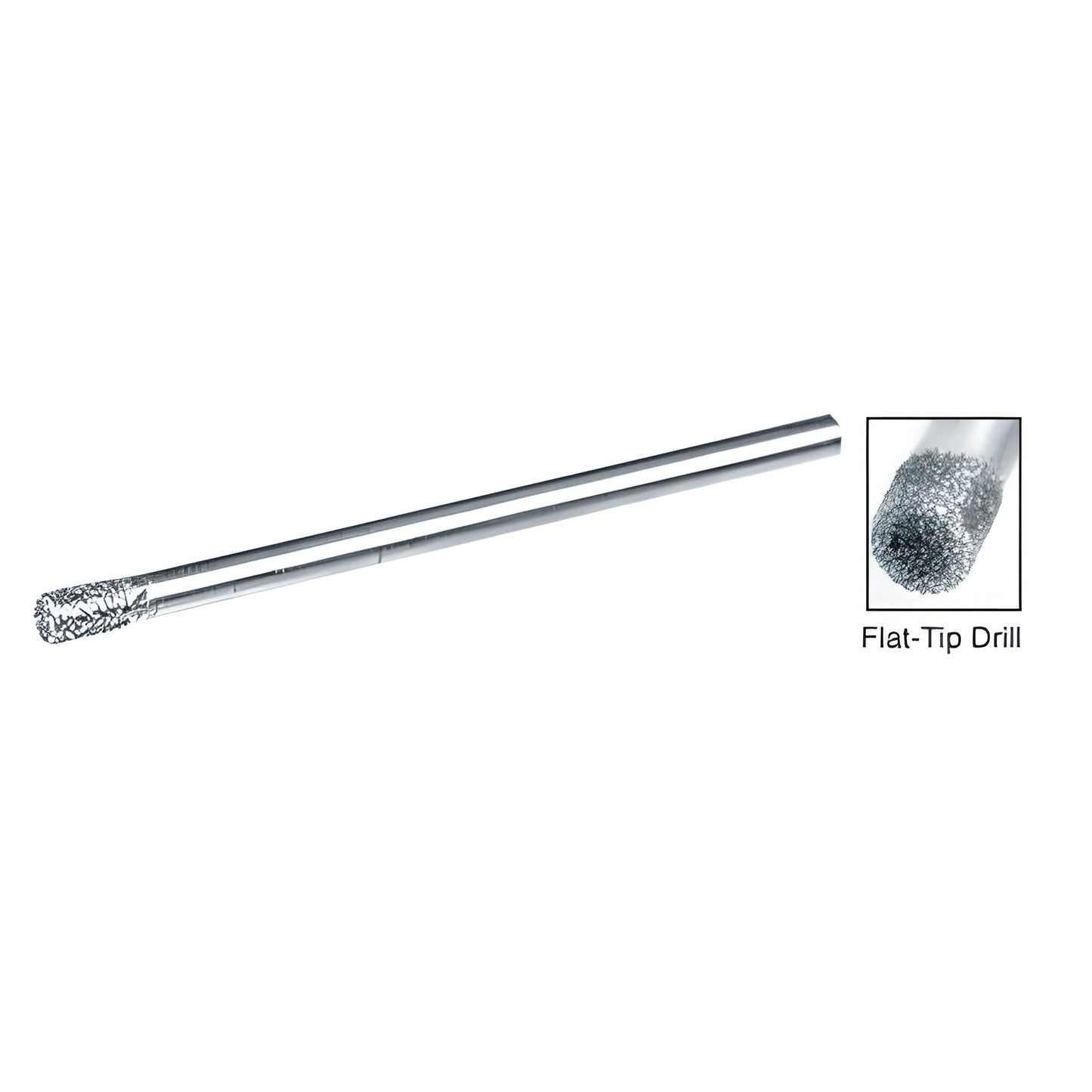 MD26 Tripple-Ripple diamond flat-tip drill bit on flexible music wire, 0.078in shank for hand-held rotary tools.