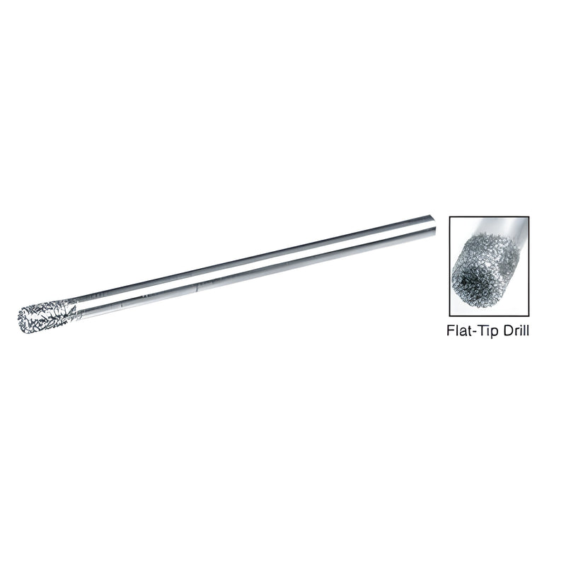 MD26 Tripple-Ripple diamond flat-tip drill bit on flexible music wire, 0.078in shank for hand-held rotary tools.