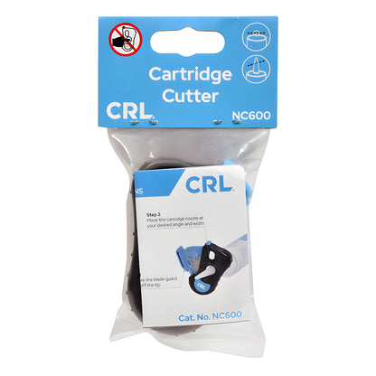 CRL NC600 compact portable sealant nozzle cutter, black and blue, locking blade trims cartridge tips