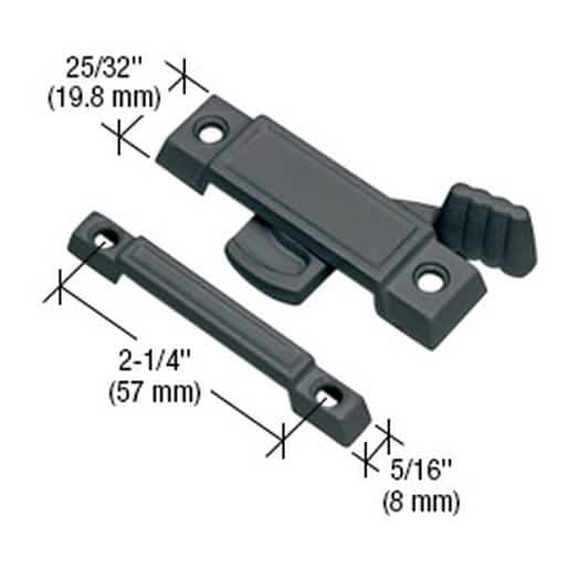 CRL Black Window Sash Lock with 2-1/4" Screw Holes for Secure Home Window Fastening