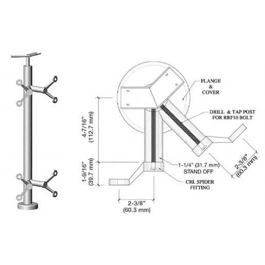 CRL Brushed Stainless 42" P6 Series Spider 135° Angle Post Railing Kit - Sleek & Durable