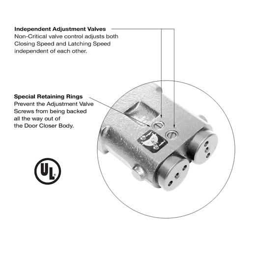 CRL Heavy-Duty 90º Overhead Concealed Closer Body - Durable, No Hold Open Design