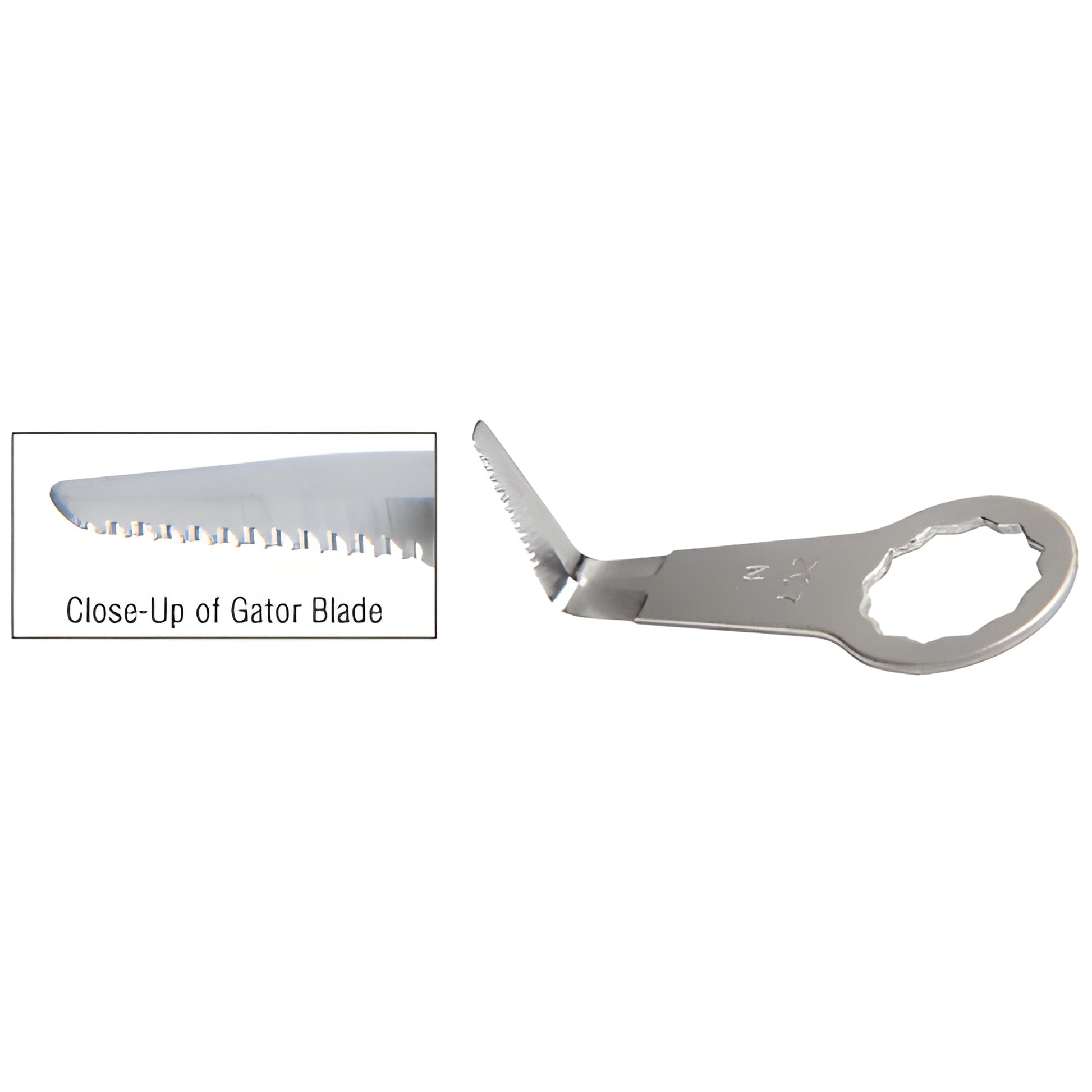 FEIN Gator L-shaped serrated 1" oscillating multi-tool blade with ring mount, silver finish