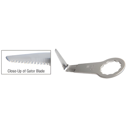 FEIN Gator L-shaped serrated 1" oscillating multi-tool blade with ring mount, silver finish