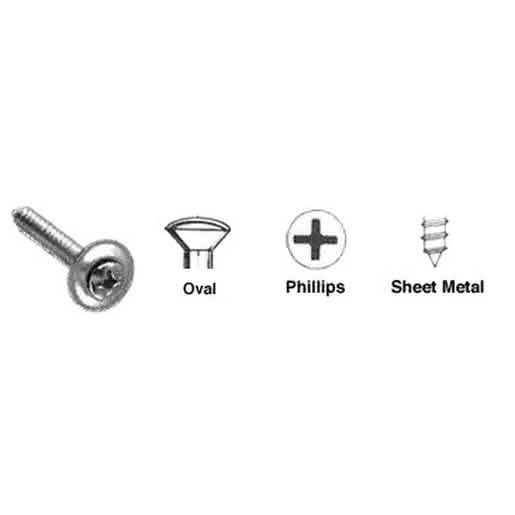 CRL Chrome 8 x 1" Oval Head Phillips Screws with Countersunk Washers - Product Image 1
