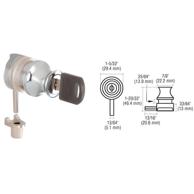 CRL Chrome Plunger Lock Keyed Alike for 3/8" Glass Door