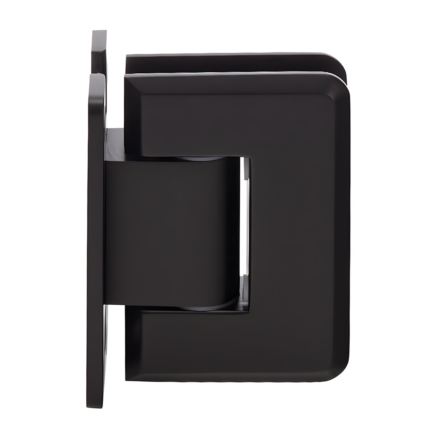 Oil-rubbed bronze adjustable Pinnacle brass shower door hinge with H back plate, fits 8-12mm tempered glass.