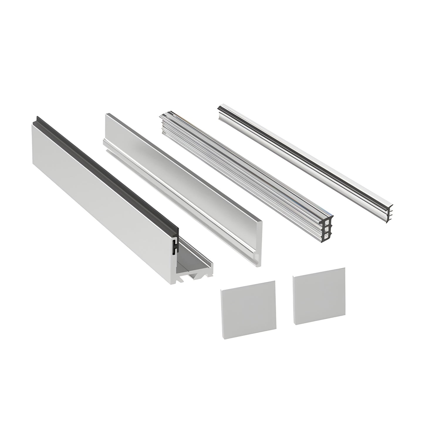 CRL6979A satin-anodized aluminum two-piece floor channel for 5/16-1/2" tempered glass, 118" length with end caps.
