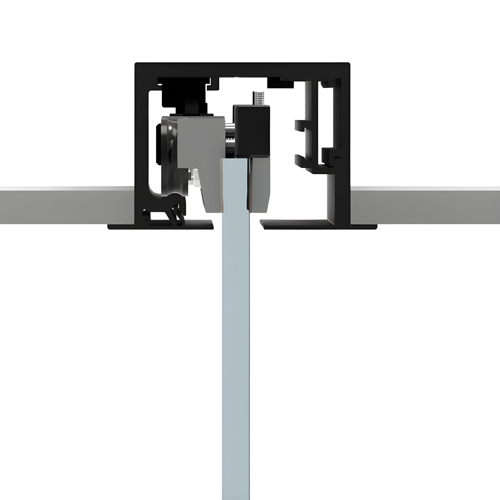 CRL690DMBL matte black top-mount sliding door track and hardware with tempered glass panel (118 in track)